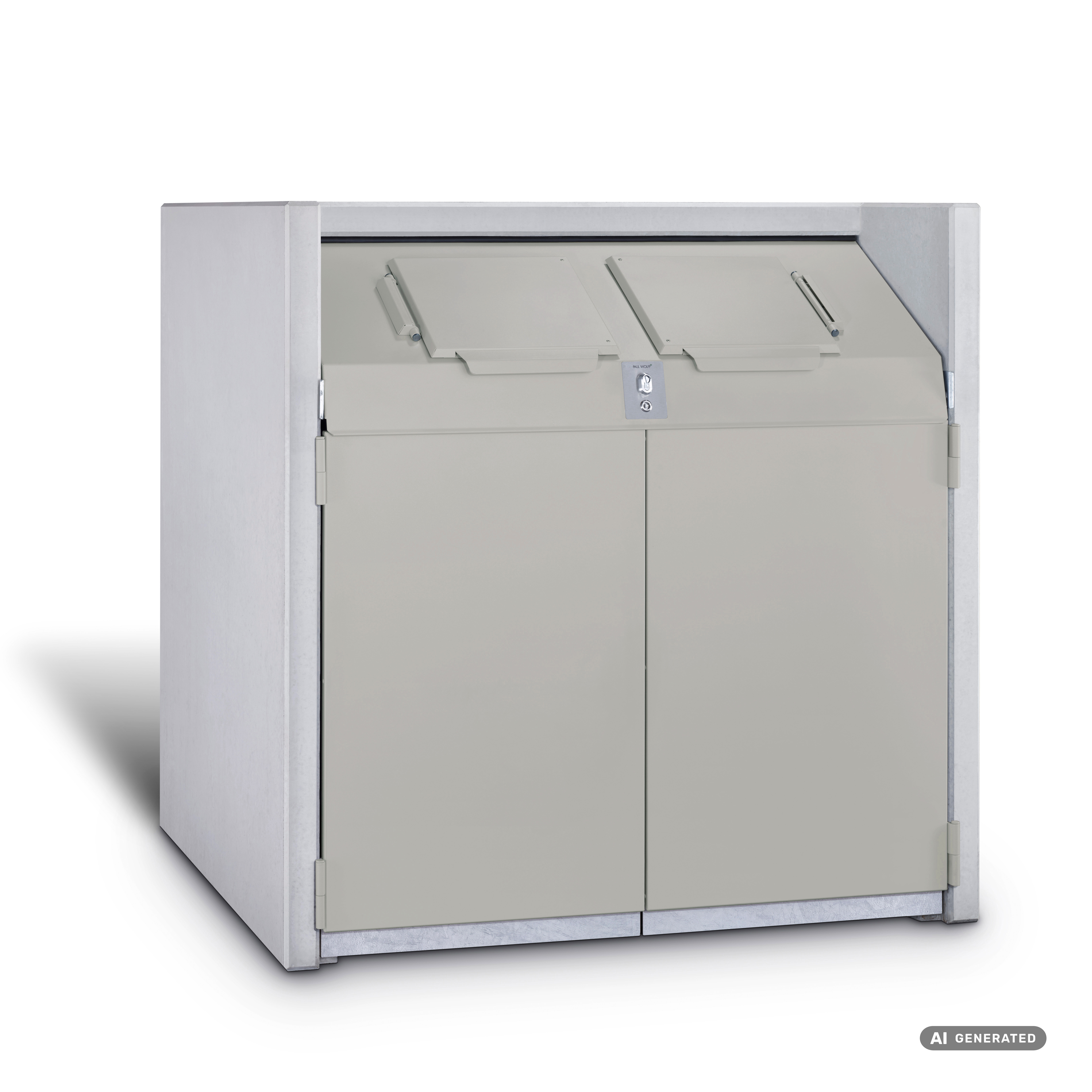 Die Abb. zeigt die Containerbox Aktionsmodell Avantgarde 1100 in Seidengrau (Profilzylinder nicht inklusive).