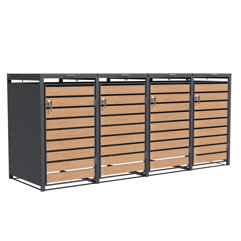 Mülltonnenbox Valto Holzoptik 4er