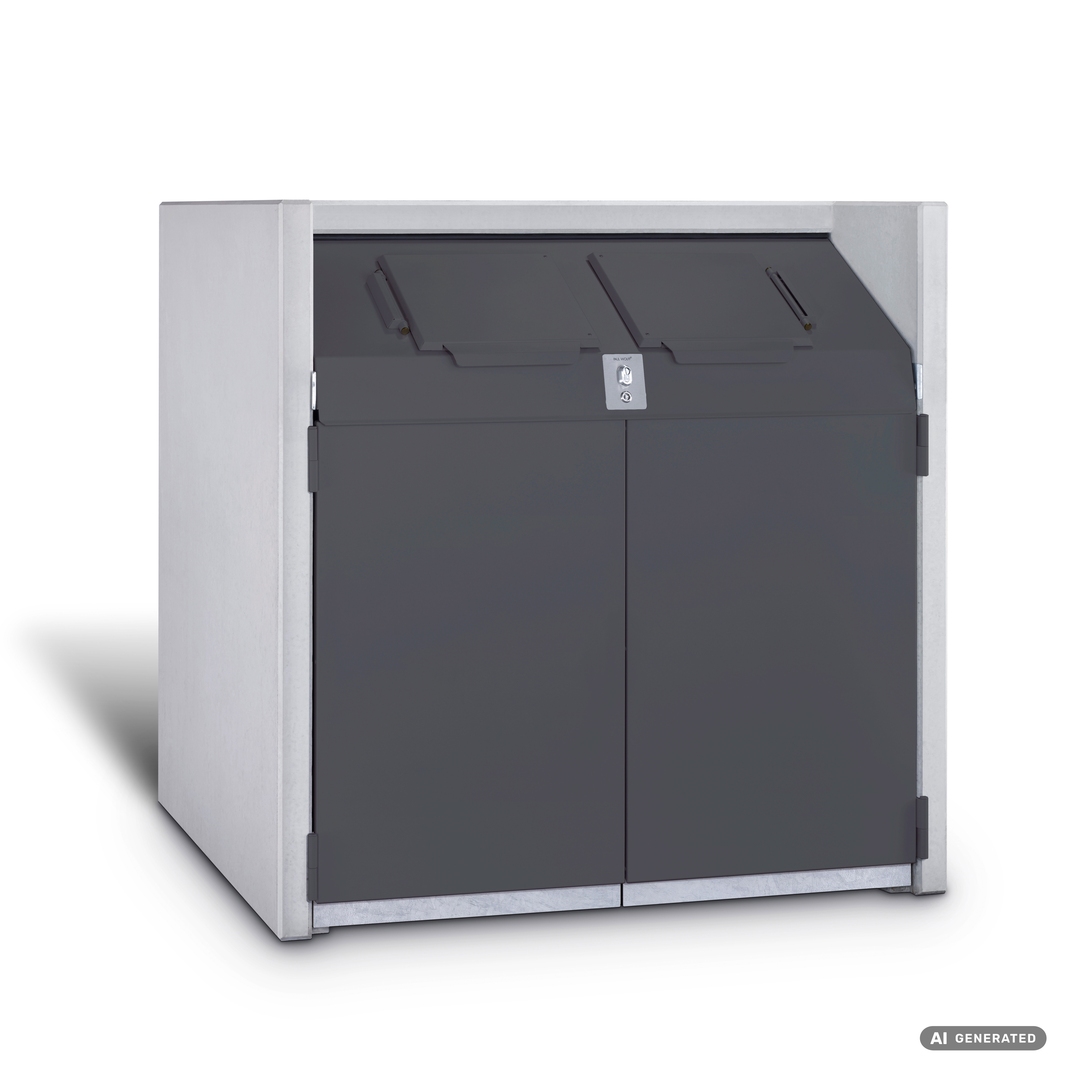 Die Abb. zeigt die Containerbox Aktionsmodell Avantgarde 1100 in Graphitgrau (Profilzylinder nicht inklusive).
